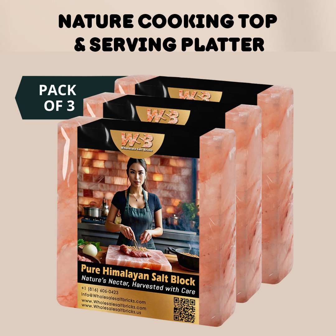 Himalayan Pink Salt Cooking Block 8 x 8 x 2 (Pack of 3)