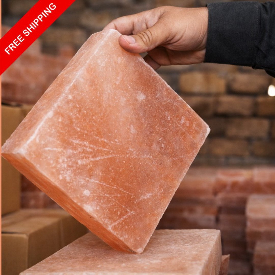 Himalayan Pink Salt Cooking Block 8×8×2 – Thick Salt Slab for BBQ & Grilling