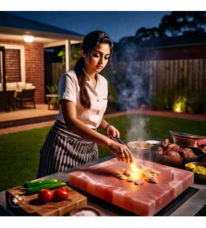 Himalayan Pink Salt Cooking Plate 8×8×1 | Natural Salt Block for BBQ, Grilling, Searing, Serving