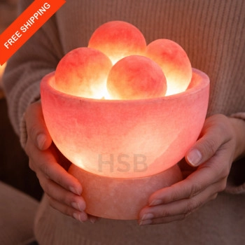 Himalayan Salt Bowl Lamp – Natural Glow with Salt Crystals for Air Purifying